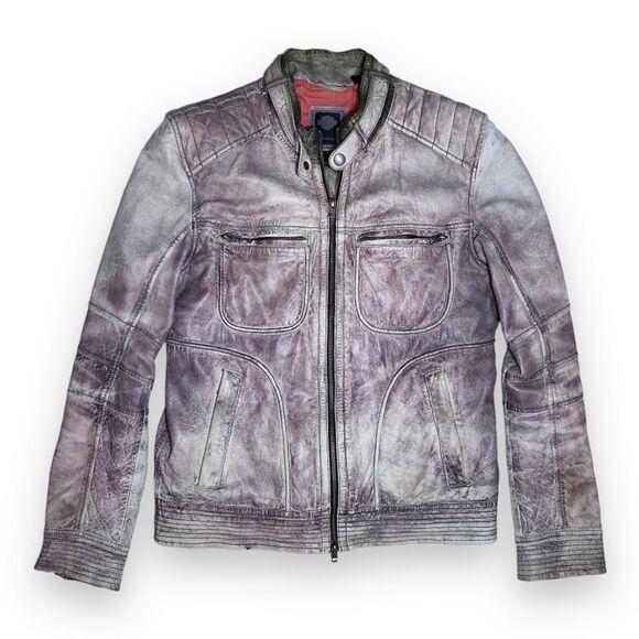 Harley Davidson Black Label Washed Lambskin Leather Moto Jacket Men's M - Picture 1 of 15